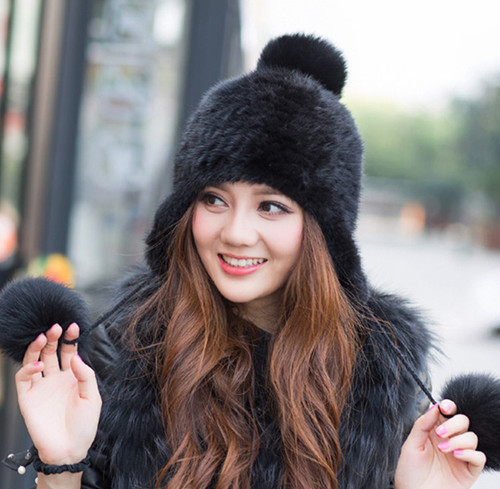ܿ   ο ũ   ĸ ڿ Ǽ縮   QS035/Winter Women Real New Mink Fur Hat Cap Headgear Beanie Beret QS035